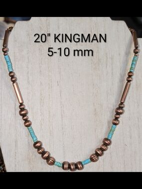 Kingman Turquoise and Copper Pearl Necklace
